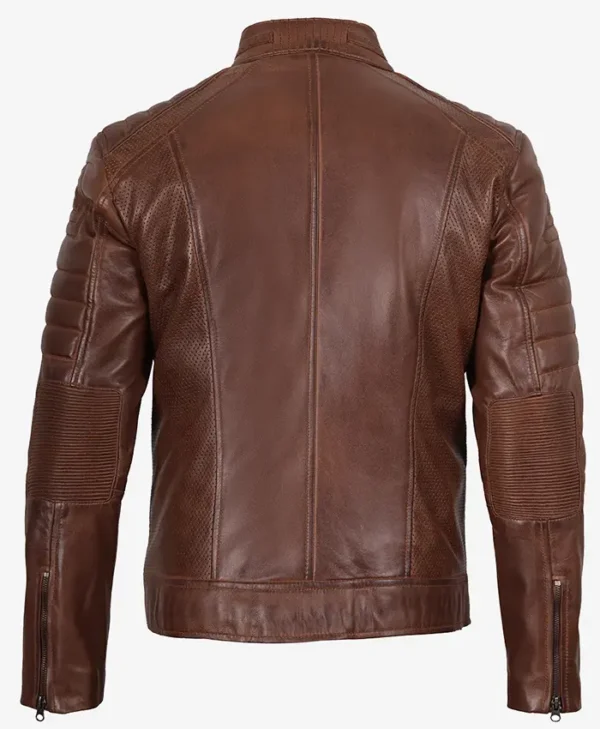 Buy Cafe Racer Cognac Austin Brown Leather Jacket For Him And Her