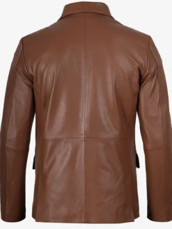 Buy Cognac Two Button Brown Leather Blazer For Him And Her