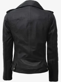 Buy Fashion Asymmetrical Black Biker Real Leather Jacket For Him And Her