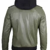 Buy Military Green Leather Jacket With Removable Hood For Him And Her