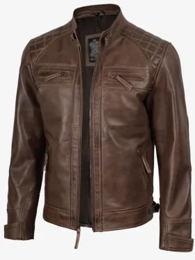 Cafe Racer Chocolate Brown Leather Jacket