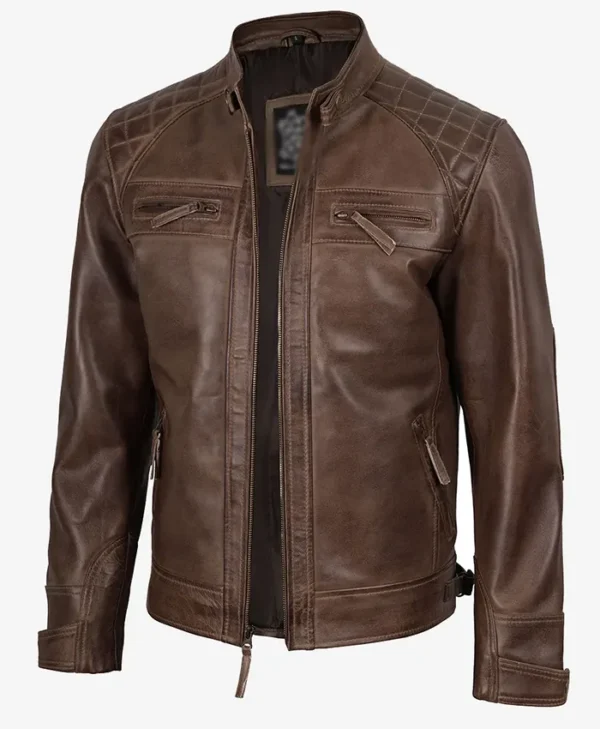 Cafe Racer Chocolate Brown Leather Jacket