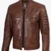 Cafe Racer Cognac Austin Brown Leather Jacket