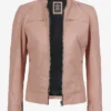 Cafe Racer Light Pink Biker Style Leather Jacket