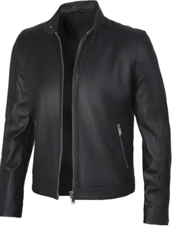 Cafe Racer Premium Black Leather Jacket