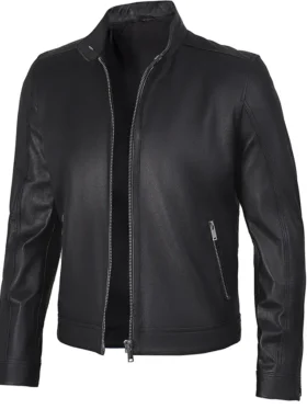 Cafe Racer Premium Black Leather Jacket