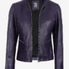 Cafe Racer Rachel Purple Leather Jacket