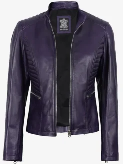 Cafe Racer Rachel Purple Leather Jacket