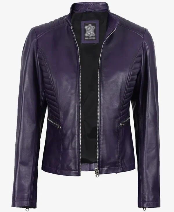 Cafe Racer Rachel Purple Leather Jacket
