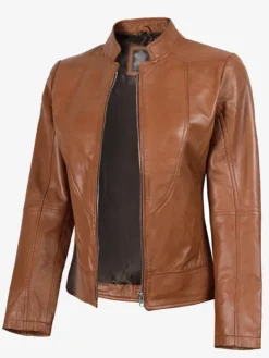 Cafe Racer Tan Brown Leather Jacket