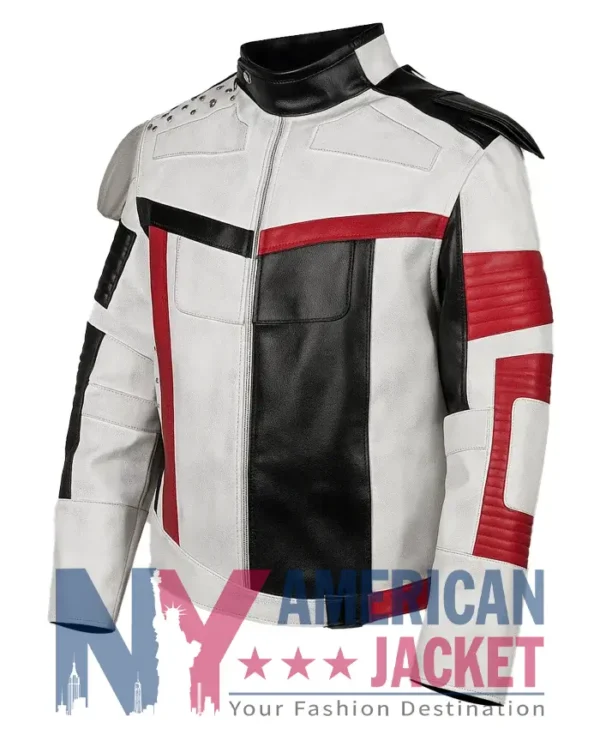Carlos Descendants 3 White Leather Costume Red Jacket