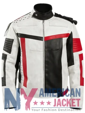 Carlos Descendants 3 White Red Costume Leather Jacket