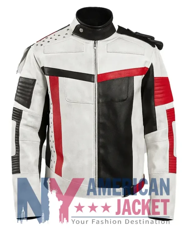 Carlos Descendants 3 White Red Costume Leather Jacket