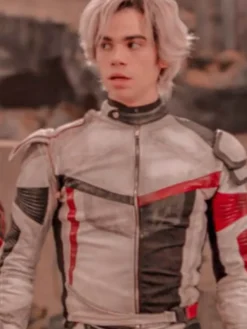 Carlos Descendants 3 White Red Leather Costume Jacket