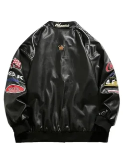 Champs Racing Motorcycle Oversized Leather Bomber Jackets