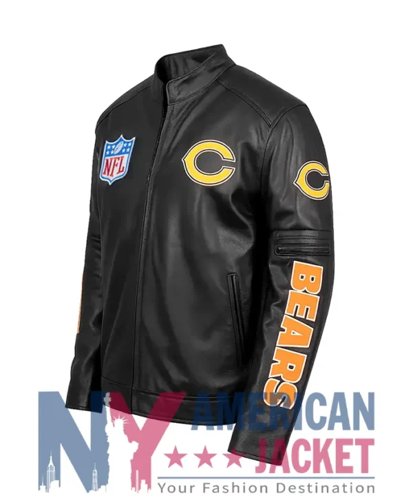 Chicago Bears Black Leather Elias Jacket