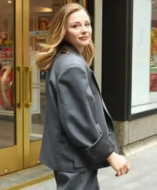Chloe Grace Moretz NBC Studio NYC 2025 Oversized Grey Blazer For Sale