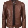 Classic Harrington Cognac Brown Real Leather Jacket