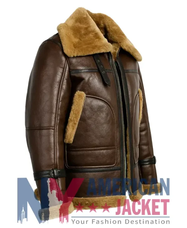 Corwin Brown Shearling Aviator Leather Jacket