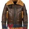 Corwin Shearling Leather Brown Aviator Jacket