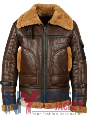 Corwin Shearling Leather Brown Aviator Jacket