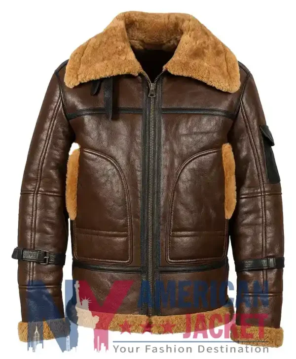 Corwin Shearling Leather Brown Aviator Jacket