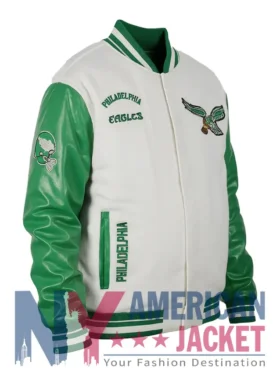 Cream Philadelphia Eagles Retro Varsity Jacket