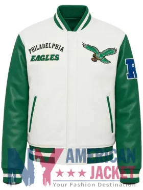 Cream Philadelphia Eagles Varsity Retro Jacket