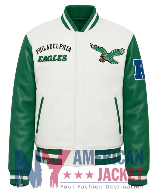 Cream Philadelphia Eagles Varsity Retro Jacket