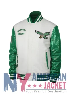 Cream Philadelphia Retro Eagles Varsity Jacket