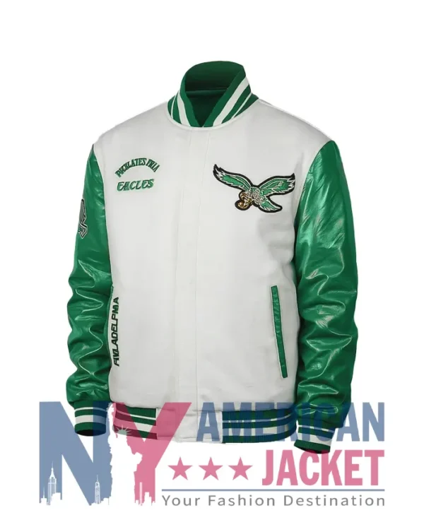 Cream Philadelphia Retro Eagles Varsity Jacket