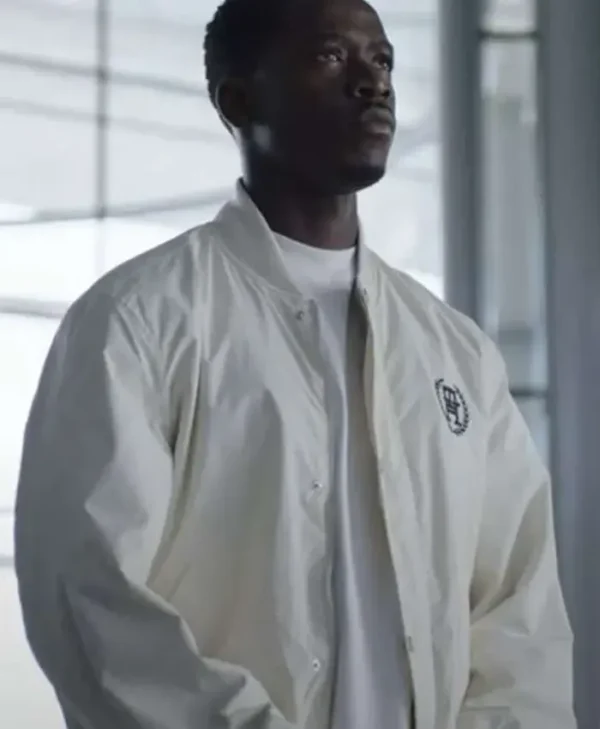 Damson Idris F1 2025 Bomber White Jacket
