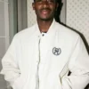 Damson Idris F1 2025 White Bomber Jacket