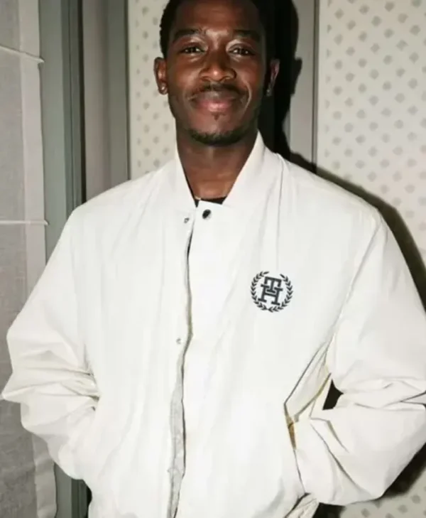 Damson Idris F1 2025 White Bomber Jacket