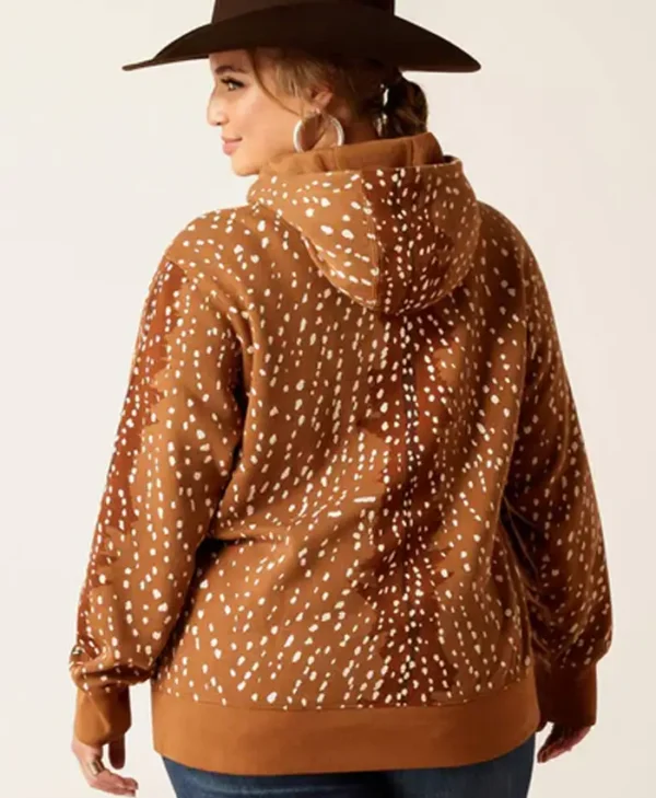 Deer Print Brown Hoodie For Men And Women 