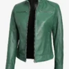 Dodge Cafe Racer Green Leather Jacket