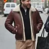Dr. Death S02 Edgar Ramirez Brown Shearling Jacket