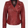 Fashion Margaret Red Biker Leather Jacket