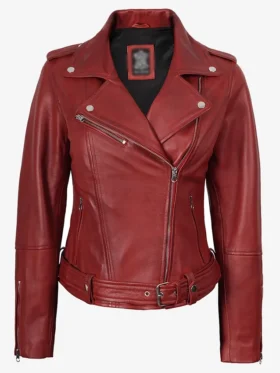 Fashion Margaret Red Biker Leather Jacket