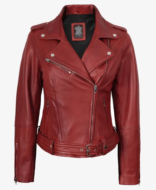 Fashion Margaret Red Biker Leather Jacket