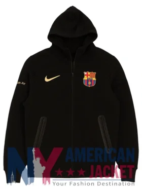 Fc Barcelona Tech Black Fleece Jacket
