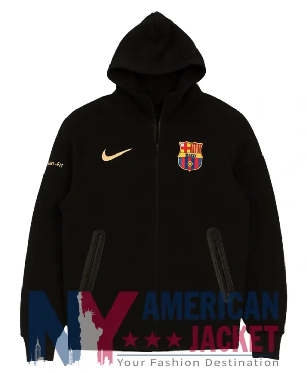 Fc Barcelona Tech Black Fleece Jacket