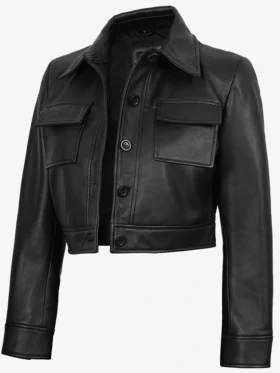 Freddie Harrington Cropped Black Leather Jacket
