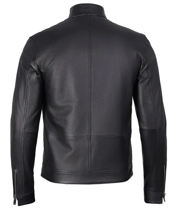 Get Cafe Racer Premium Black Leather Jacket For Sale