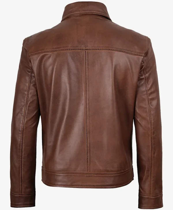 Get Classic Harrington Cognac Brown Real Leather Jacket For Sale