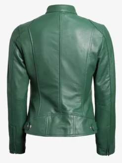 Get Dodge Cafe Racer Green Leather Jacket For Sale