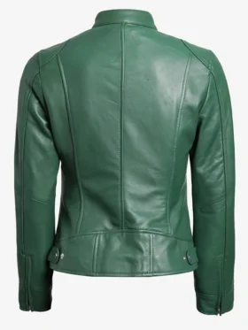 Get Dodge Cafe Racer Green Leather Jacket For Sale