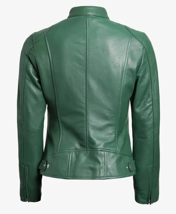 Get Dodge Cafe Racer Green Leather Jacket For Sale