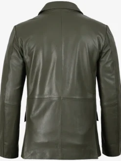 Get Mens Dark Green Real Leather Blazer For Sale