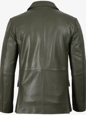 Get Mens Dark Green Real Leather Blazer For Sale